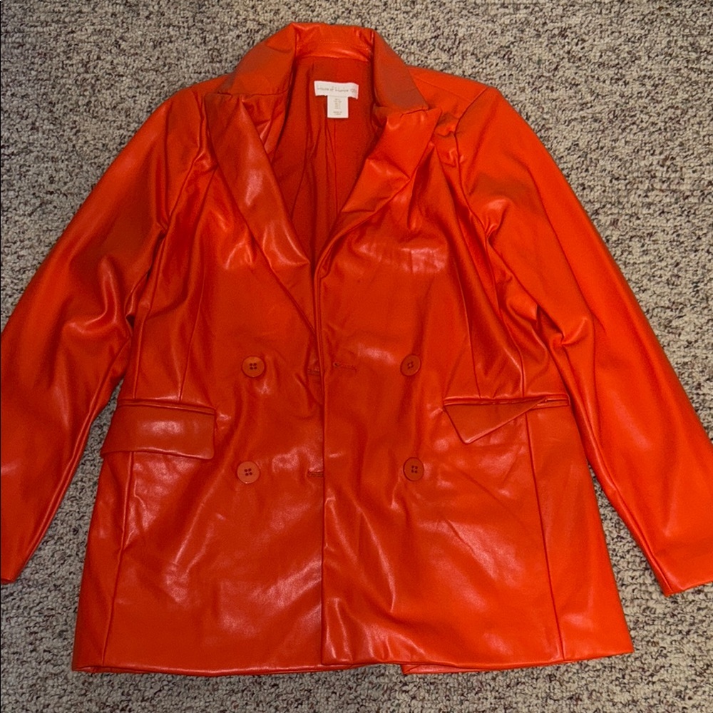 Women's Orange Double-Breasted Jacket